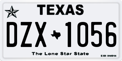 TX license plate DZX1056