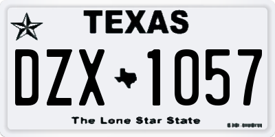 TX license plate DZX1057