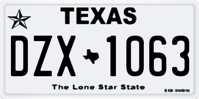 TX license plate DZX1063