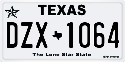TX license plate DZX1064
