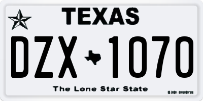 TX license plate DZX1070