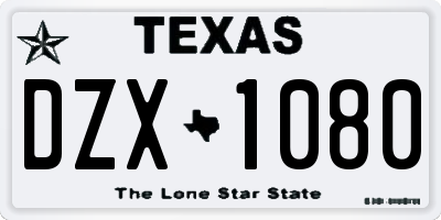 TX license plate DZX1080