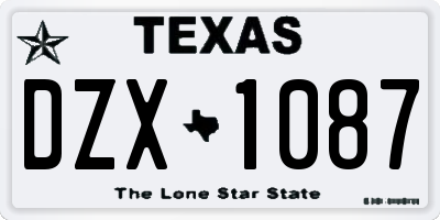 TX license plate DZX1087