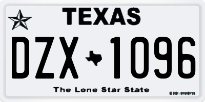 TX license plate DZX1096