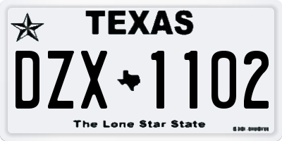 TX license plate DZX1102