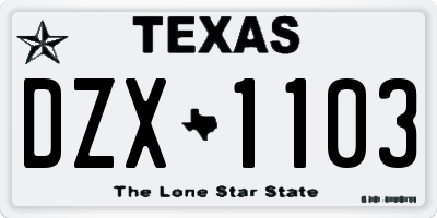 TX license plate DZX1103