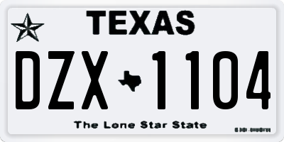 TX license plate DZX1104