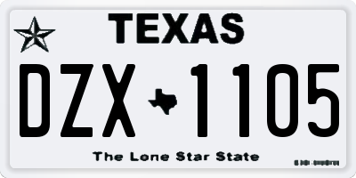 TX license plate DZX1105