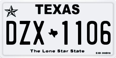 TX license plate DZX1106