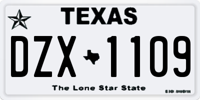 TX license plate DZX1109