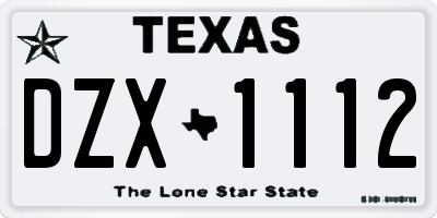 TX license plate DZX1112