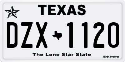TX license plate DZX1120