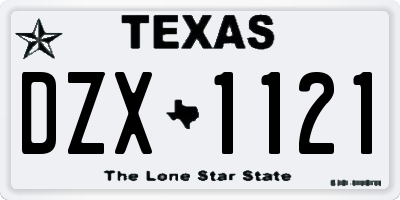 TX license plate DZX1121