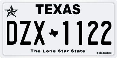 TX license plate DZX1122