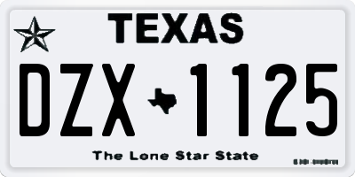 TX license plate DZX1125