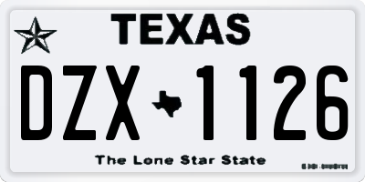 TX license plate DZX1126