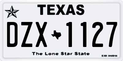 TX license plate DZX1127