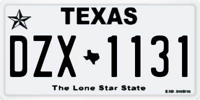TX license plate DZX1131