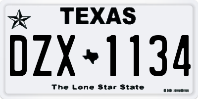 TX license plate DZX1134