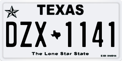 TX license plate DZX1141