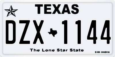 TX license plate DZX1144