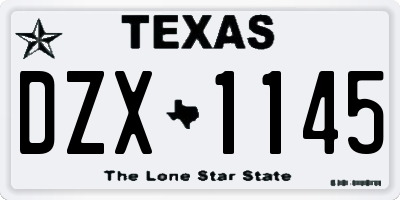 TX license plate DZX1145