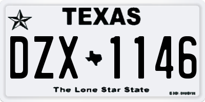 TX license plate DZX1146