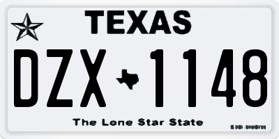 TX license plate DZX1148