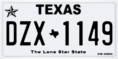 TX license plate DZX1149