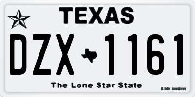TX license plate DZX1161