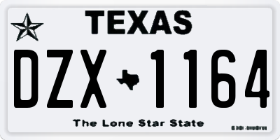 TX license plate DZX1164