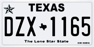 TX license plate DZX1165