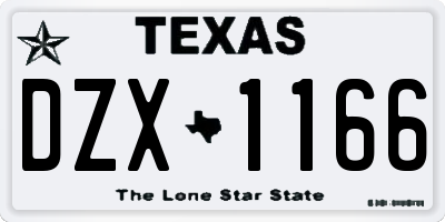 TX license plate DZX1166