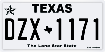 TX license plate DZX1171