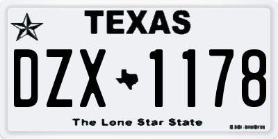 TX license plate DZX1178
