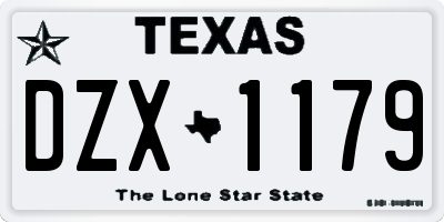 TX license plate DZX1179