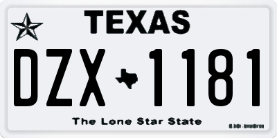 TX license plate DZX1181