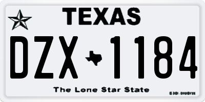 TX license plate DZX1184