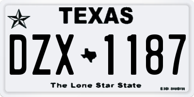 TX license plate DZX1187