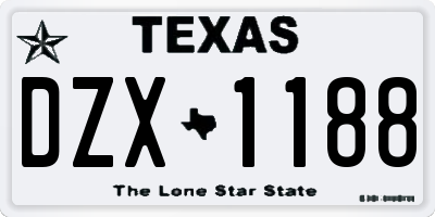 TX license plate DZX1188