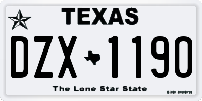 TX license plate DZX1190