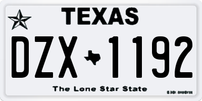 TX license plate DZX1192