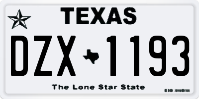 TX license plate DZX1193