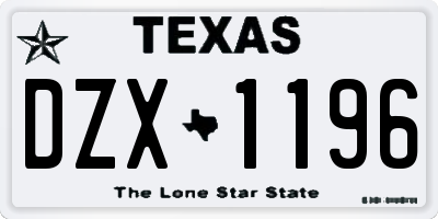 TX license plate DZX1196