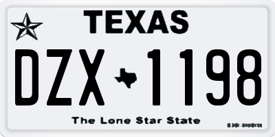 TX license plate DZX1198
