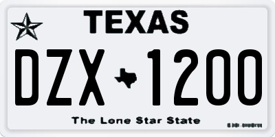 TX license plate DZX1200