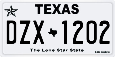 TX license plate DZX1202