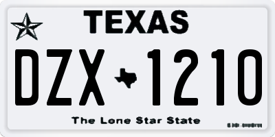 TX license plate DZX1210