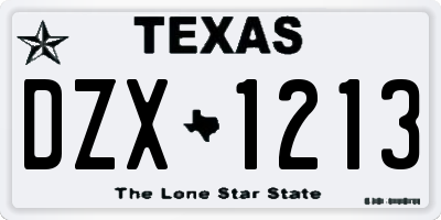TX license plate DZX1213