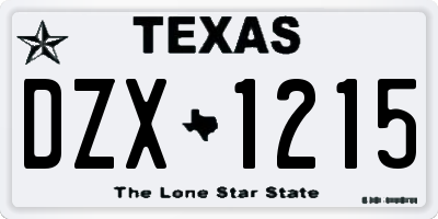 TX license plate DZX1215